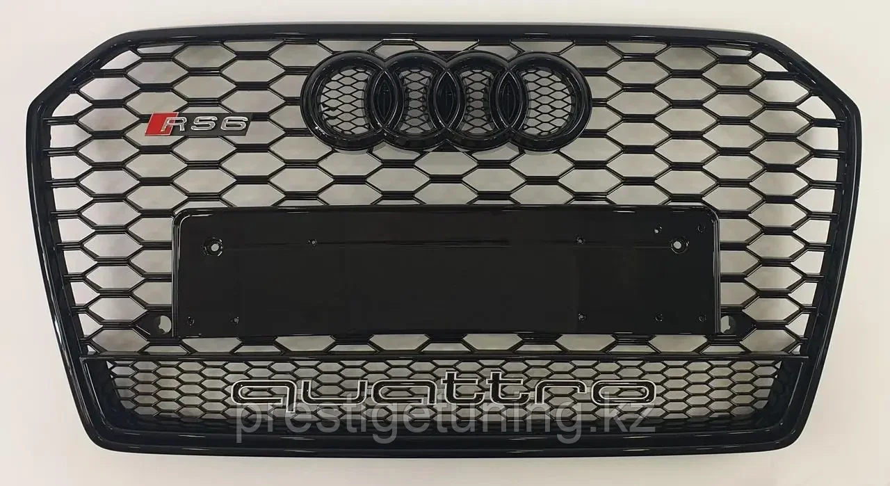 Решетка радиатора на Audi A6 IV (C7) 2014-18 в стиле RS6 (Черный+Quattro), фото 1