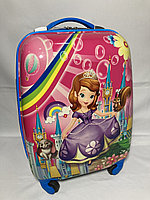 Детский пластиковый чемодан на 4-х колесах для девочек ,5-9 лет. Высота 46 см, ширина 31 см, глубина 21 см., фото 1