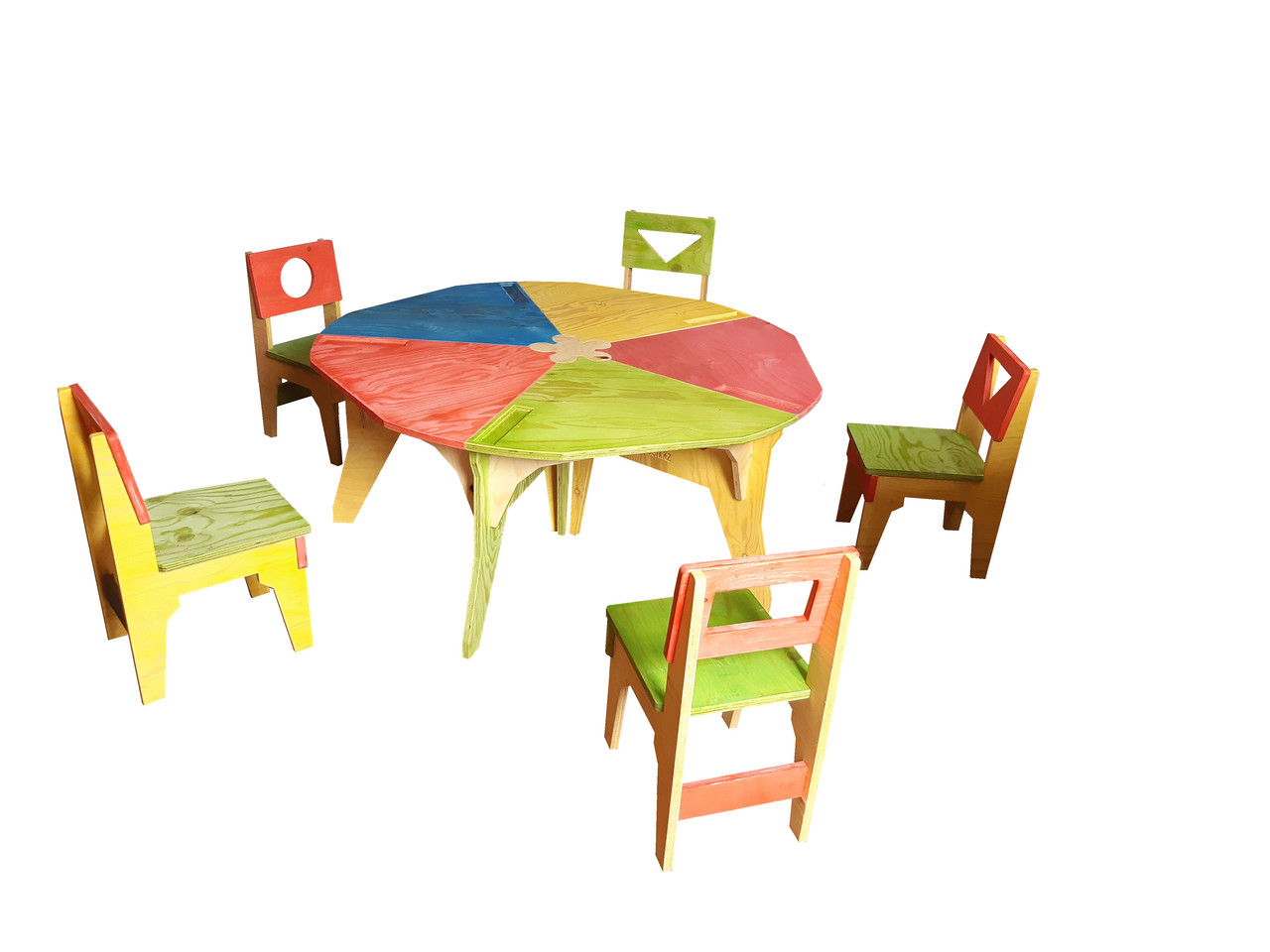 Комплект детский столик со стульями, из фанеры, "без единого гвоздя" (1-я группа, 6-ти местный) - фото 4 - id-p100765369
