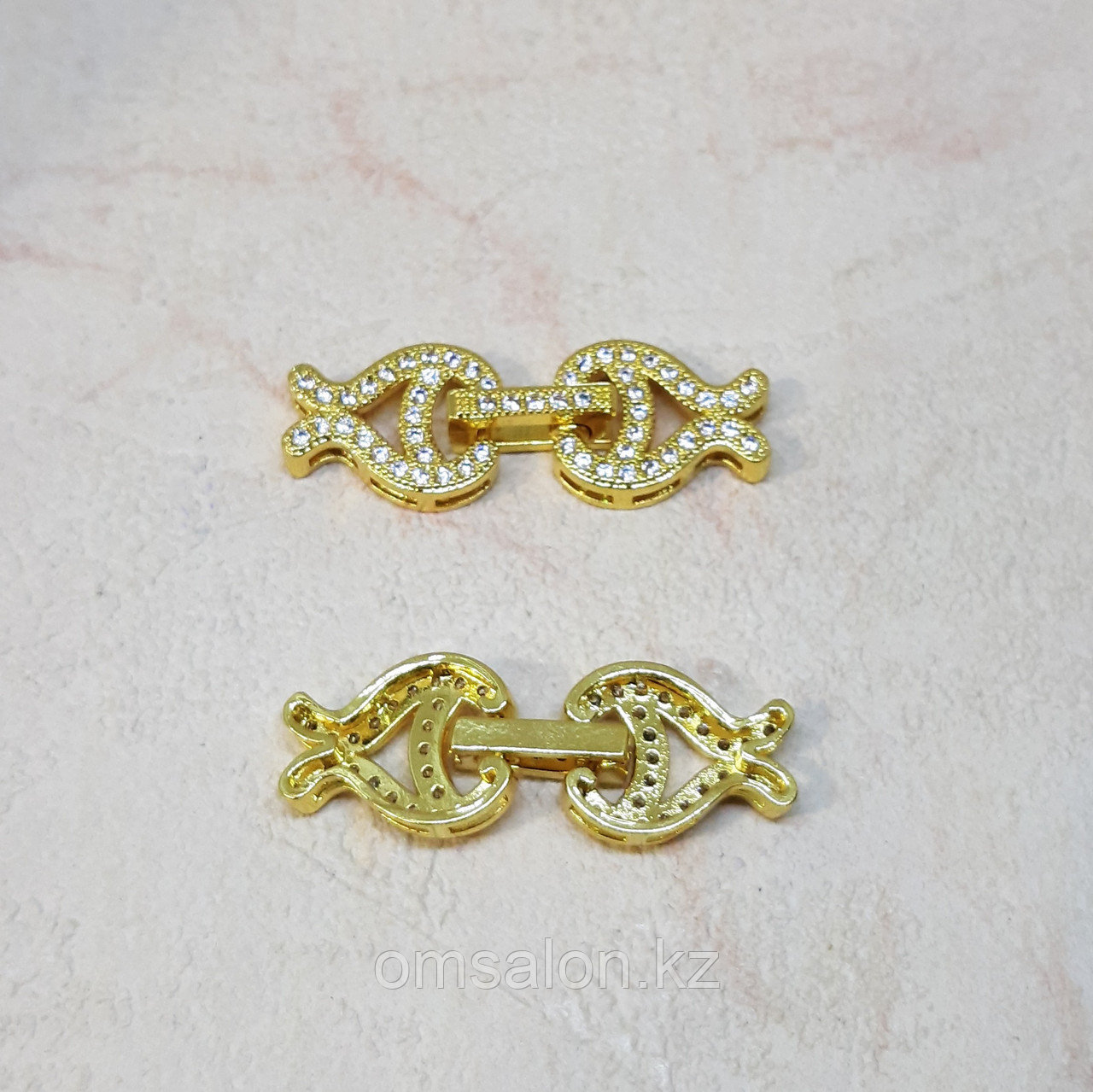 Замок Рыбки, с фианитами, 30х10х3мм, фото 1