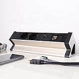 Shelbi  Настольный блок на 2 розетки 200B, USB, Type-C, RJ45, HDMI  чёрный-серебро, фото 8