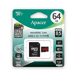 Карта памяти Apacer AP64GMCSX10U5-R 64GB + адаптер