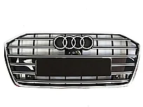 Решетка радиатора на Audi A6 V (C8) 2018-по н.в стиль S6 (Черный цвет+Хром)