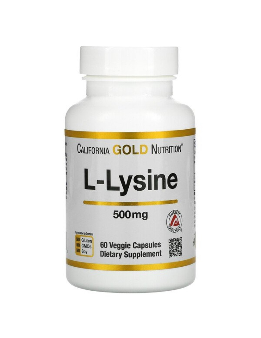 California GOLD Nutrition L-лизин, 500 мг, 60 растительных капсул - фото 1 - id-p100771677