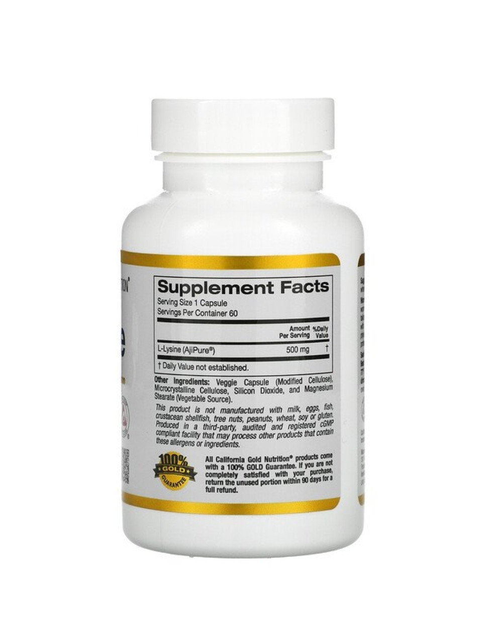 California GOLD Nutrition L-лизин, 500 мг, 60 растительных капсул - фото 2 - id-p100771677