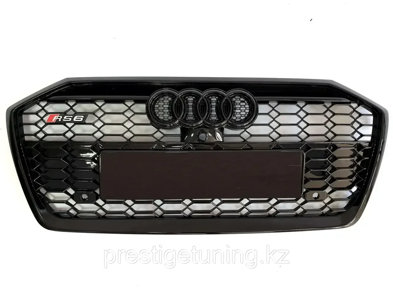 Решетка радиатора на Audi A6 V (C8) 2018-по н.в стиль RS6 (Черный цвет) под 360 камеру