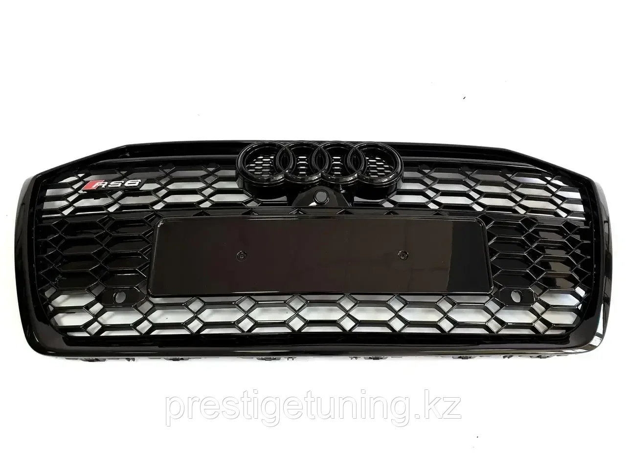 Решетка радиатора на Audi A6 V (C8) 2018-по н.в стиль RS6 (Черный цвет) под 360 камеру - фото 2 - id-p100771768