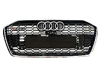 Решетка радиатора на Audi A6 V (C8) 2018-по н.в стиль RS6 (Черный цвет+Хром) под 360 камеру