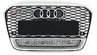Решетка радиатора на Audi A6 V (C7) 2011-14 стиль RS6 (Черный цвет+Хром)
