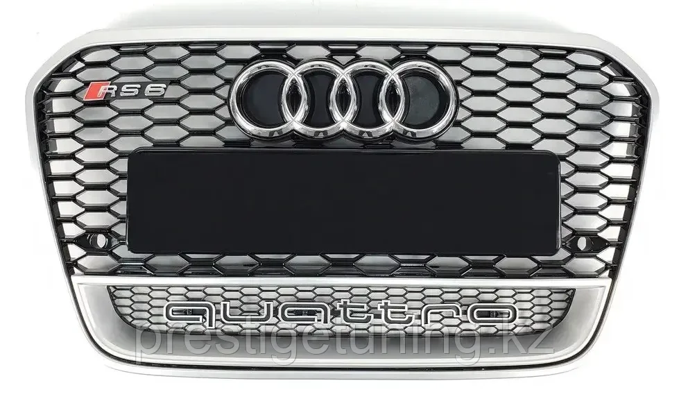 Решетка радиатора на Audi A6 V (C7) 2011-14 стиль RS6 (Черный цвет+Хром)