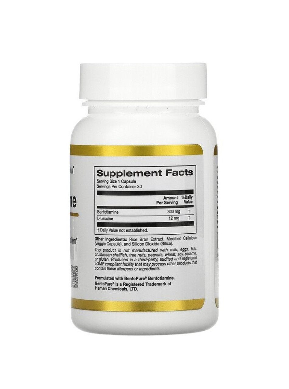 California GOLD Nutrition бенфотиамин, 300 мг, 30 растительных капсул - фото 2 - id-p100776993