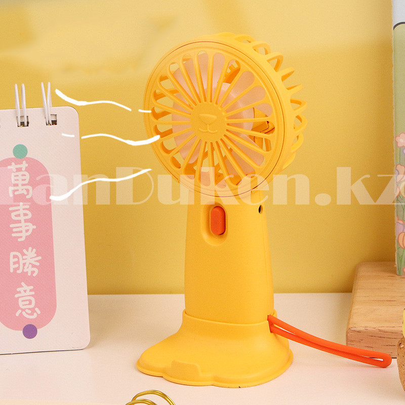 Портативный ручной вентилятор аккумуляторный Mini Fan HK 68 желтый - фото 6 - id-p100778423