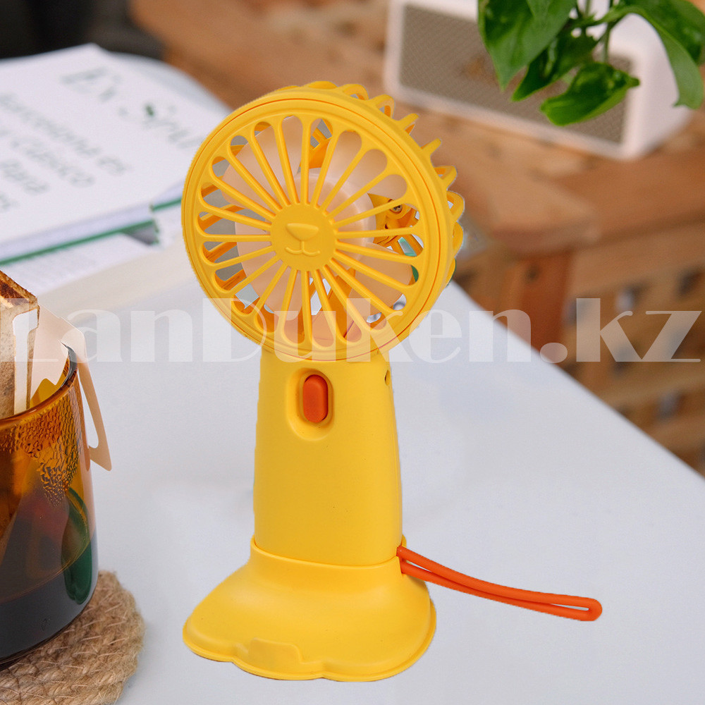 Портативный ручной вентилятор аккумуляторный Mini Fan HK 68 желтый - фото 8 - id-p100778423