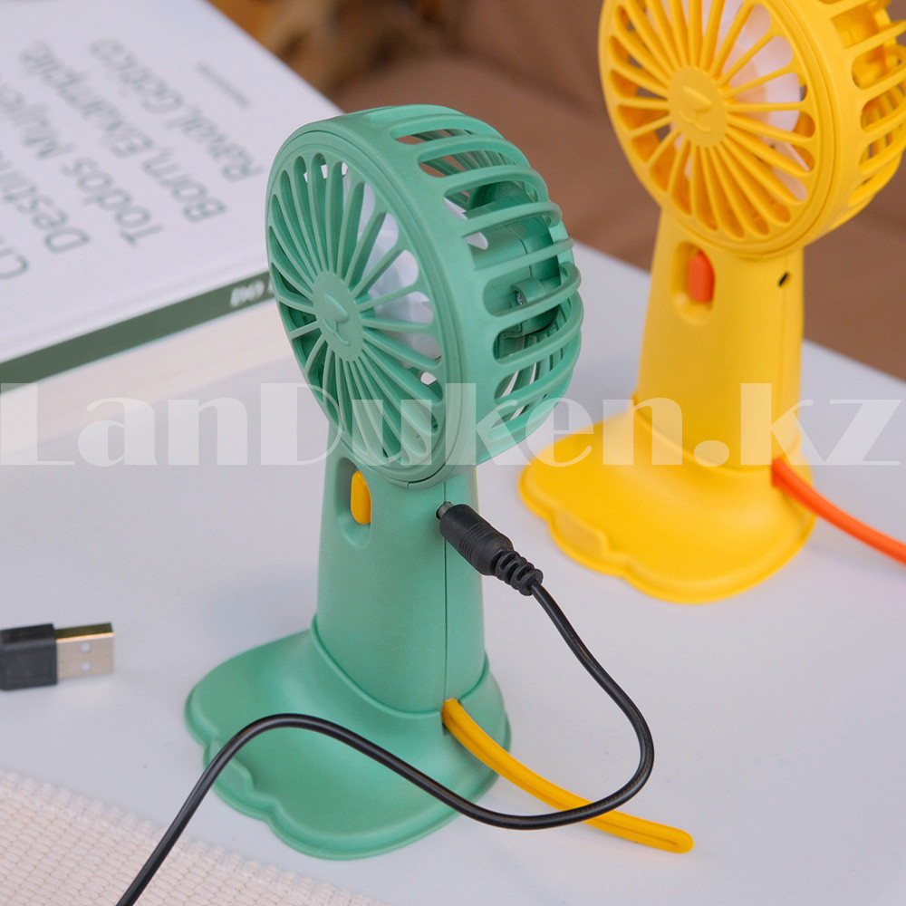 Портативный ручной вентилятор аккумуляторный Mini Fan HK 68 желтый - фото 5 - id-p100778423