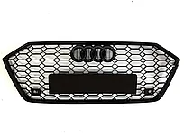 Решетка радиатора на Audi A7 (C8) 2018-по н.в стиль RS7 (Черный цвет)