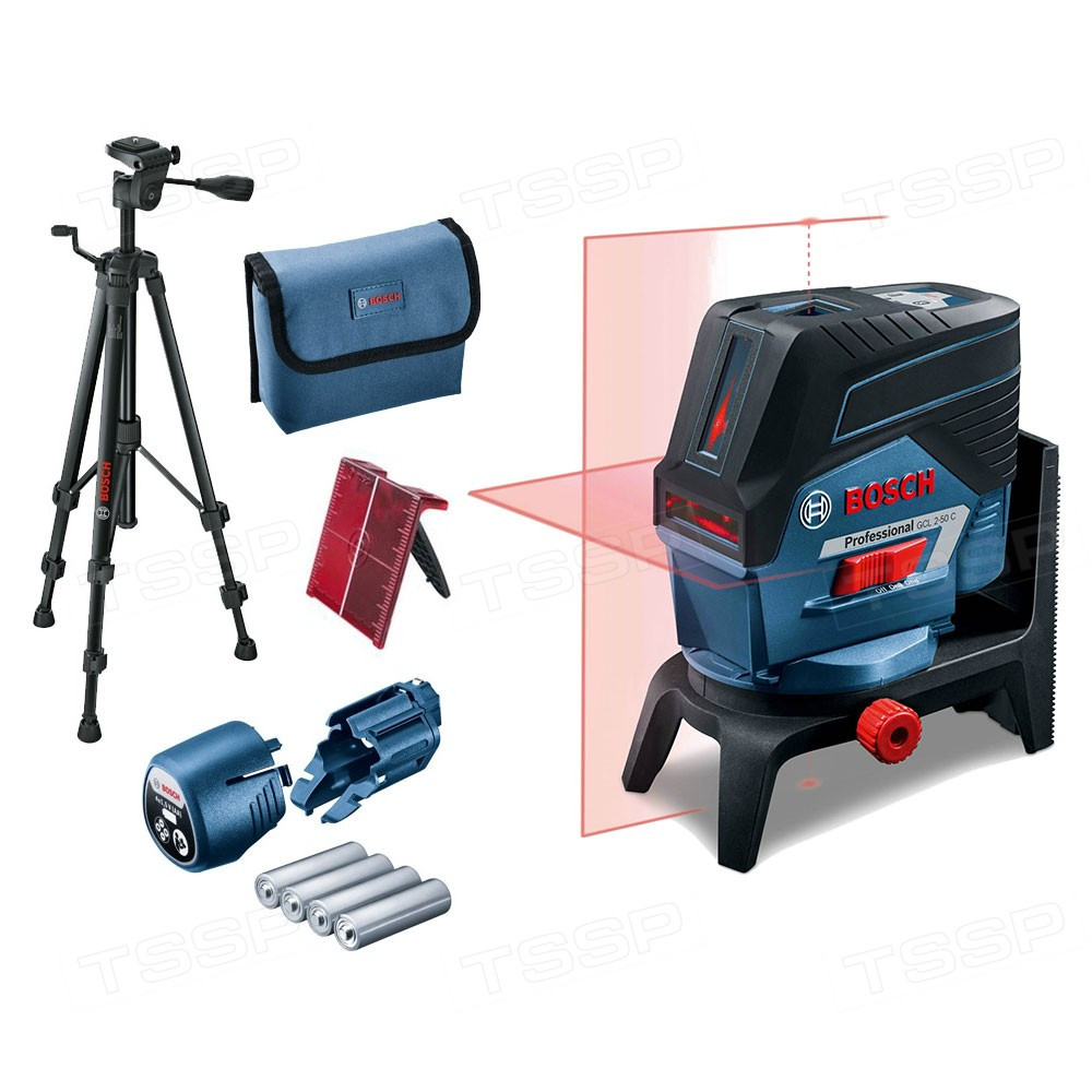 Лазерный комбинированный нивелир Bosch GCL 2-50 C Professional + крепление RM2 + штатив BT 150 + вкладка для