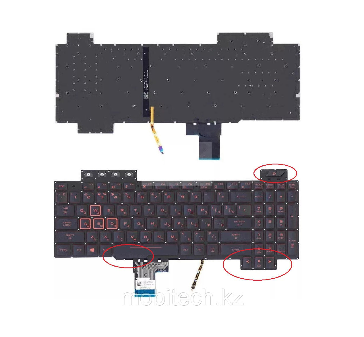 Клавиатуры Asus FX504 FX505 FX705 Asus TUF Gaming AEBKLU03010 клавиатура c RU/ EN раскладкой, черная с красной