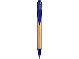Ручка шариковая Листок, бамбук/синий, фото 2