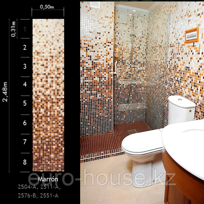Стеклянная облицовочная мозаика растяжка Marron (Ezarri, Испания) - фото 3 - id-p100789636