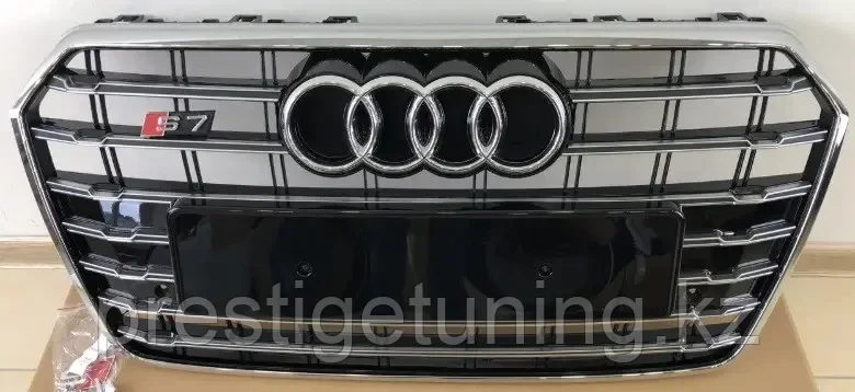 Решетка радиатора на Audi A7 (4G) 2014-18 стиль S7 (Черный цвет+Хром) - фото 3 - id-p100794155