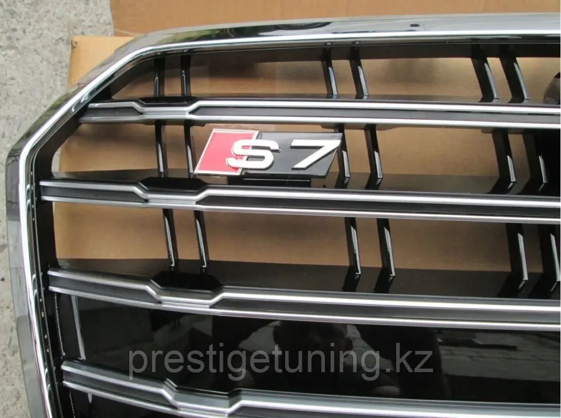 Решетка радиатора на Audi A7 (4G) 2014-18 стиль S7 (Черный цвет+Хром) - фото 4 - id-p100794155