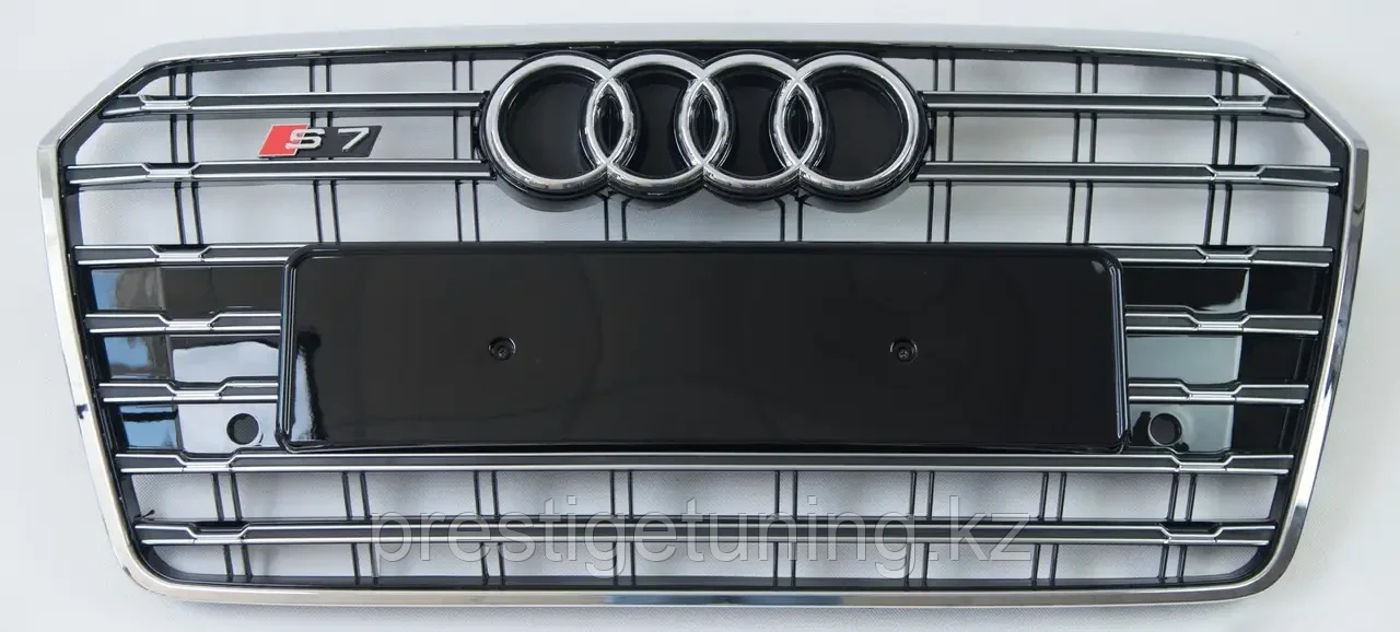 Решетка радиатора на Audi A7 (4G) 2014-18 стиль S7 (Черный цвет+Хром) - фото 1 - id-p100794155