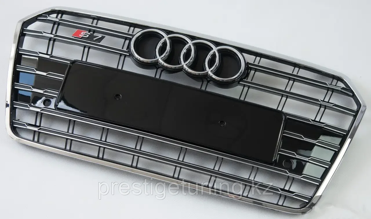 Решетка радиатора на Audi A7 (4G) 2014-18 стиль S7 (Черный цвет+Хром) - фото 6 - id-p100794155