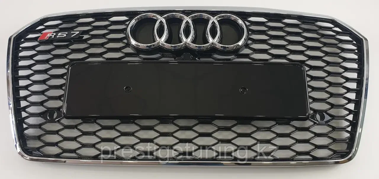 Решетка радиатора на Audi A7 (4G) 2014-18 стиль RS7 (Черный цвет+Хром), фото 1