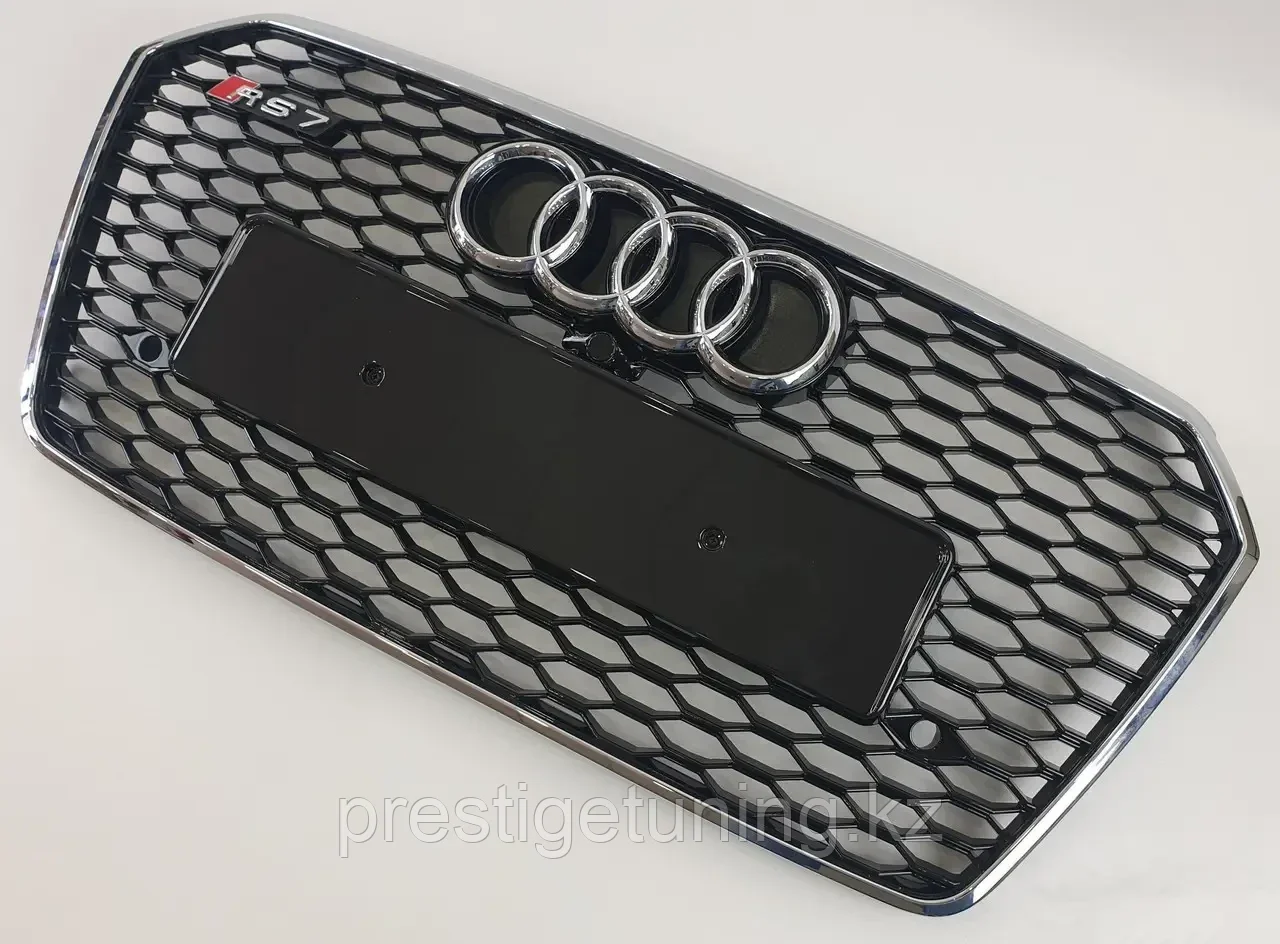 Решетка радиатора на Audi A7 (4G) 2014-18 стиль RS7 (Черный цвет+Хром) - фото 2 - id-p100794172