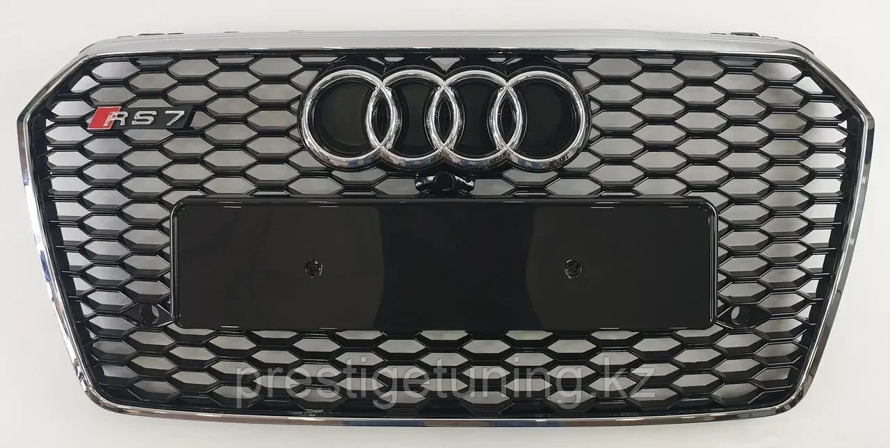 Решетка радиатора на Audi A7 (4G) 2014-18 стиль RS7 (Черный цвет+Хром) - фото 3 - id-p100794172