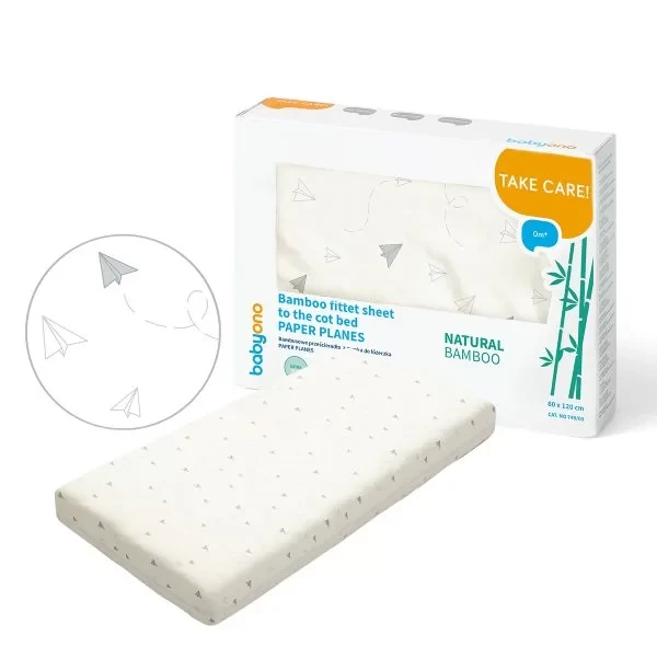 Простынь бамбуковая на резинке для детской кроватки BabyOno, ультрамягкая 2 шт, фото 1