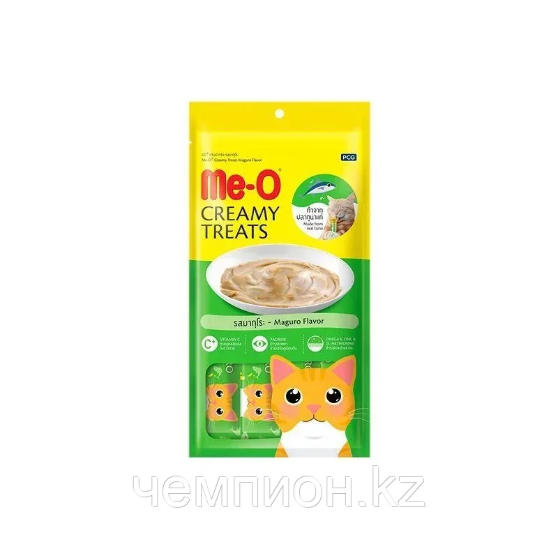 Me-O,  кремовые лакомства для кошек, с тунцом Магуро,15 гр*4 шт.