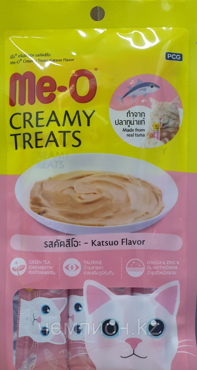 Me-O, кремовые лакомства для кошек, с тунцом Катсуо,15 гр*4 шт.