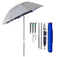 Зонт с наклоном для пляжа "HUSKY"с антиветровым клапаном 185 см серый