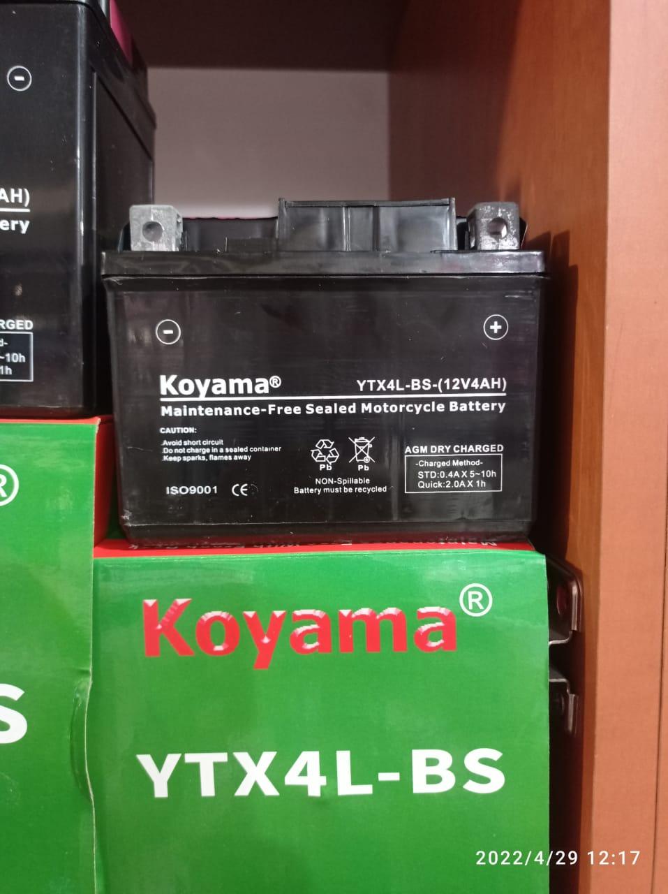 Koyama YTX4L-BS 12Ah -/+ - фото 2 - id-p100811264