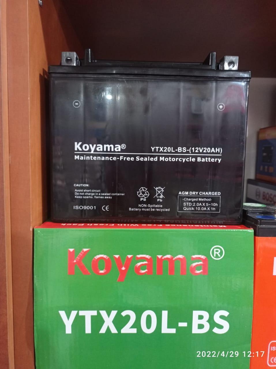 Koyama YTX20L-BS 20Ah -/+ - фото 2 - id-p100795184