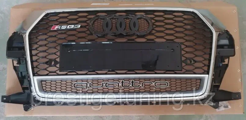 Решетка радиатора на Audi Q3 I (8U) 2014-18 стиль RSQ3 (Хром+Quattro)