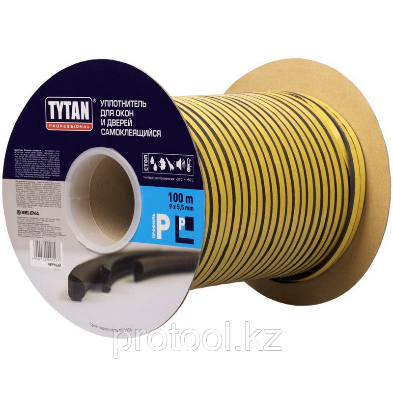 Tytan Professional уплотнитель для окон и дверей самоклеющийся профиль P 9mm x 5,5mm