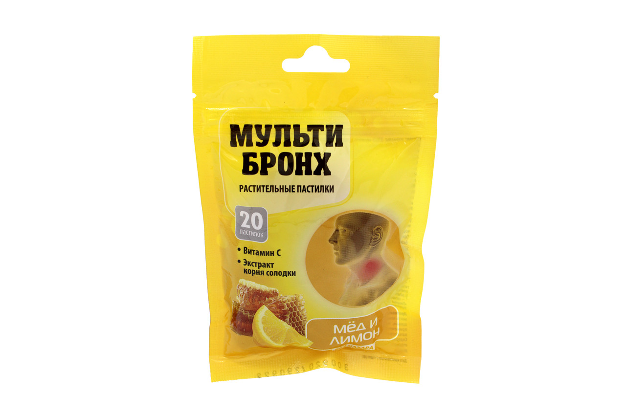 Мульти-бронх "Мед с лимоном" без сахара 20 пастилок