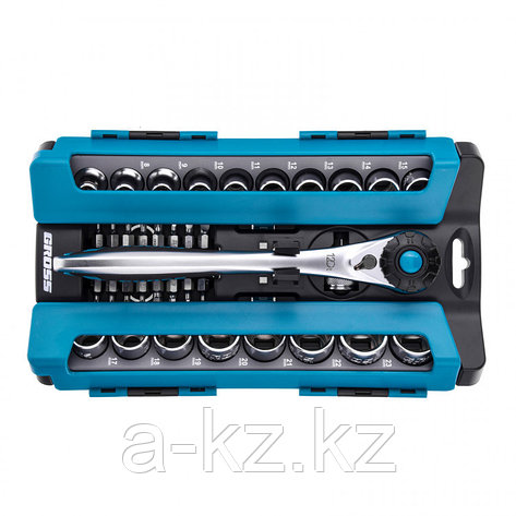 Набор торцевых головок, трещотка 120 зубьев, 36 предметов, 1/2", CrV Gross, фото 2