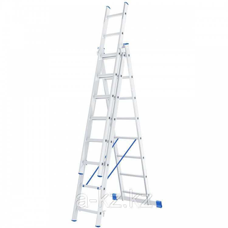Лестница, 3 х 8 ступеней, алюминиевая, трехсекционная, Россия, Сибртех