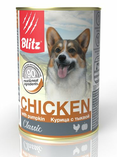 BLITZ Classic 750г Курица с тыквой консервы для собак CHIKEN with pumkin