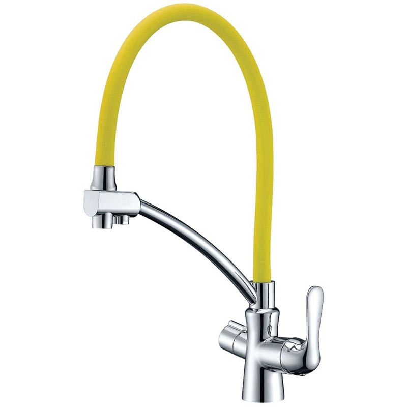 LM3070C-Yellow Комфорт Смеситель для кухни, с гибким изливом, с подключением к фильтру питьевой в - фото 1 - id-p100261291