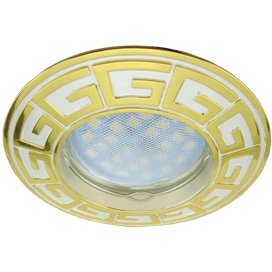 Ecola MR16 DL110А GU5.3 хром/сатин-золото Светильник с античным рисунком - фото 1 - id-p100851718
