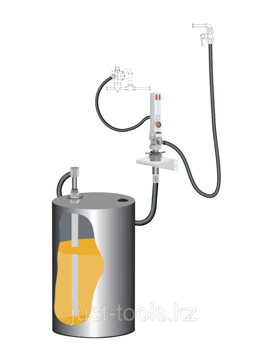 Комплект для откачки масла из бочки 205 л с насосом PM2, коэф. сжатия 3:1, монтаж на стену Samoa - фото 1 - id-p100852376
