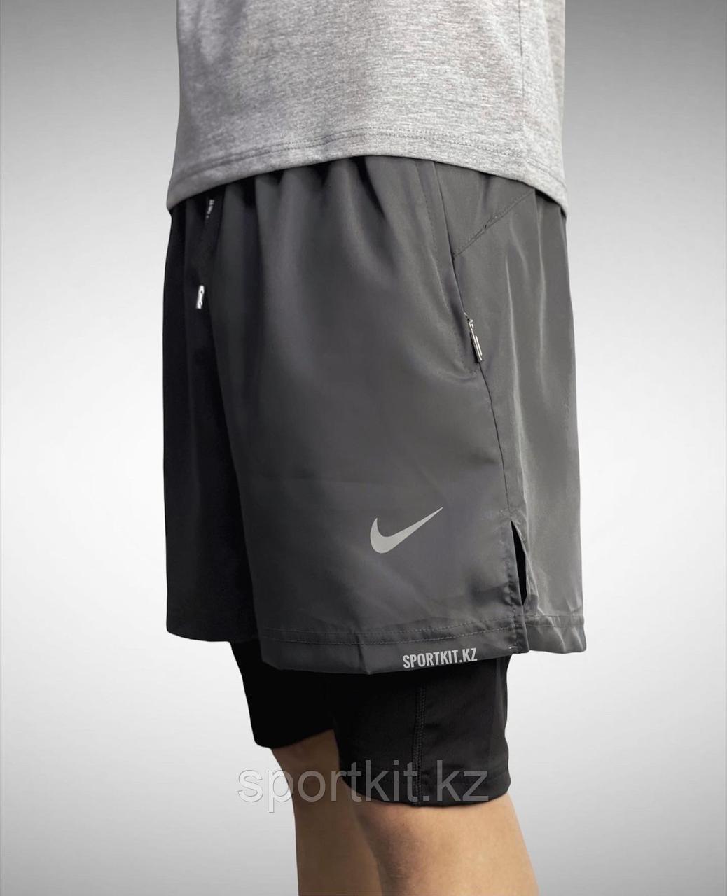 Шорты Nike с подкладкой темно серый 920-3