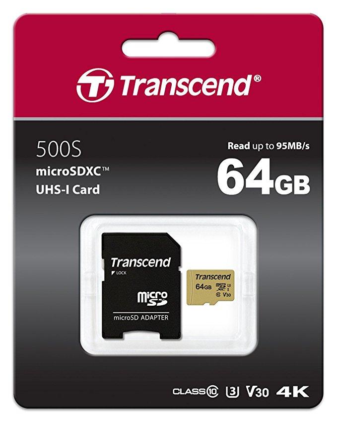 Transcend TS64GUSD500S Карта памяти MicroSD 64GB Class 10 U3 - фото 2 - id-p100852400