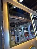 Зеркало с в золотистой металлической раме с парящей подсветкой 700х700мм, фото 2