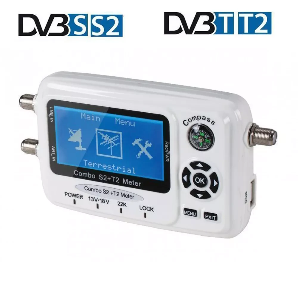 Прибор для самостоятельной настройки спутниковых антенн SatFinder DVB-T2 DVB-S2 комбо - фото 1 - id-p100852842