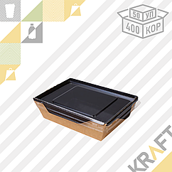 Контейнер, салатник с прозрачной крышкой  Black Edition 400мл 120*85*45 (Eco Opsalad 400 BE) DoEco (50/400)